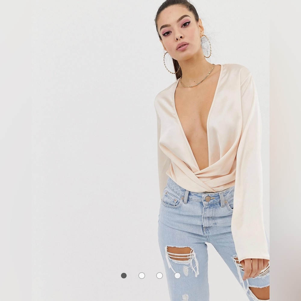 Plunge Bodysuit in Satin